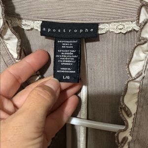 Apostrophe Beige Striped Blazer with Lace Detail